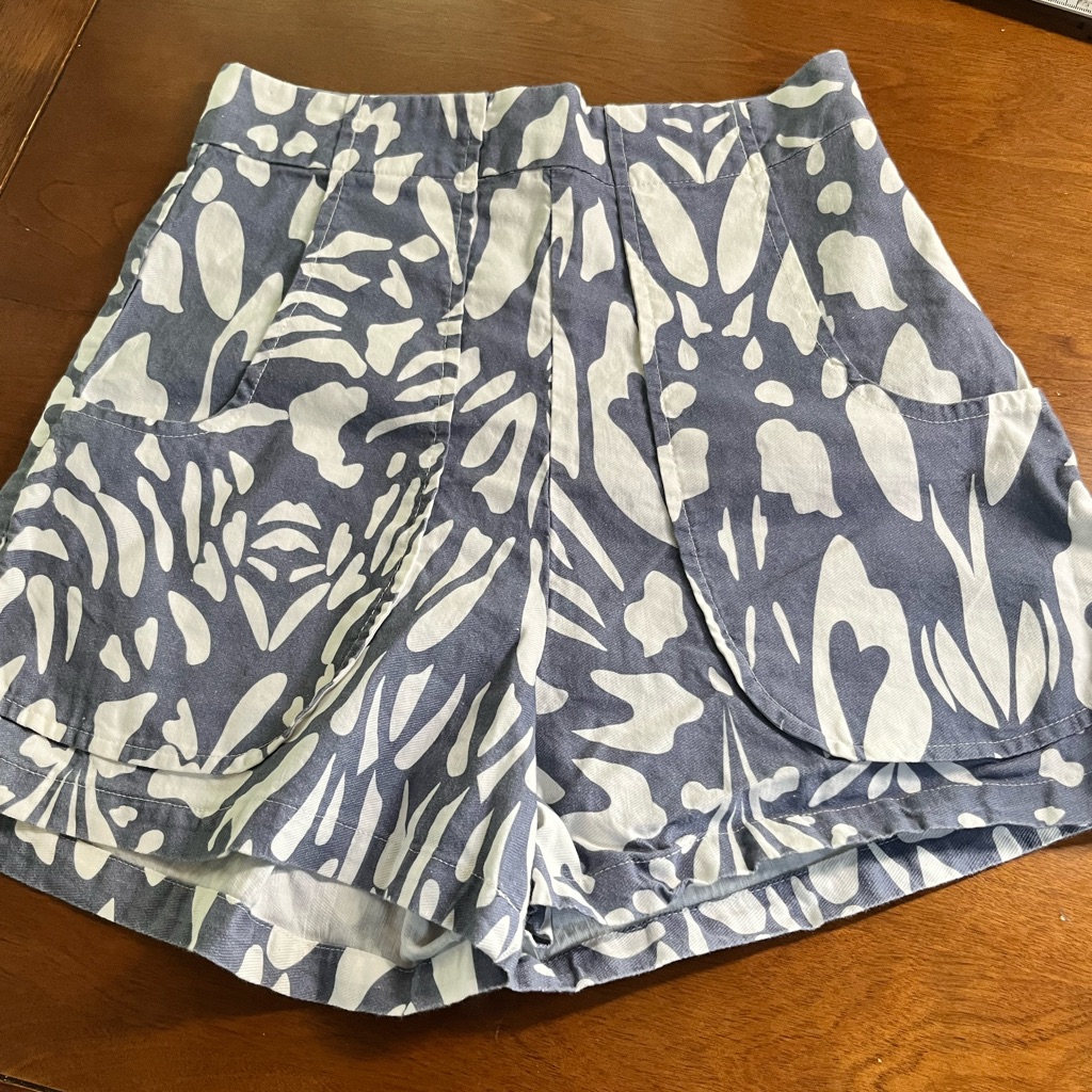 Ohsevendays Anthropologie Poche High-Rise Shorts Rosa Pattern Cotton Linen Blend — image 2 of 8